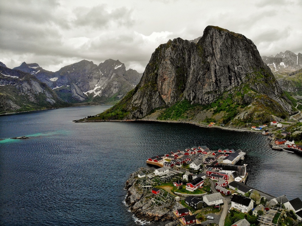 Photo looking over the village of Hamnøy in Lofoten, Norway