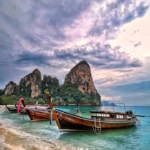 Longtail boats on Railay Beach