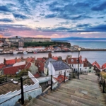 Whitby England looking down the stairs toward the sea